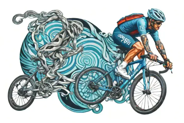 Cyclist Riding On Track Intertwined