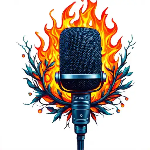 Flames Soul Microphone Intertwined With Vines