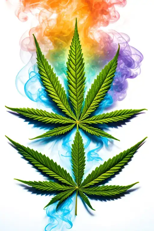 Pretty Marijuana Leaf With A Cloud Of Smoke Going Around It