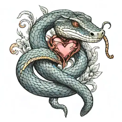 Snake With Heart Intertwined