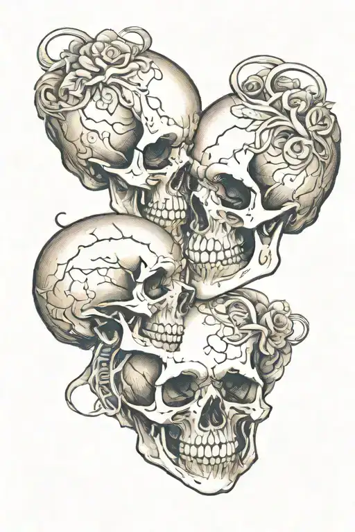 Two Skulls With Foreheads Touching Each Other
