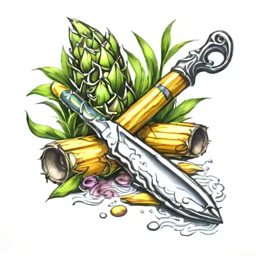 Sugar Cane Fire And Sugar Cane Knife