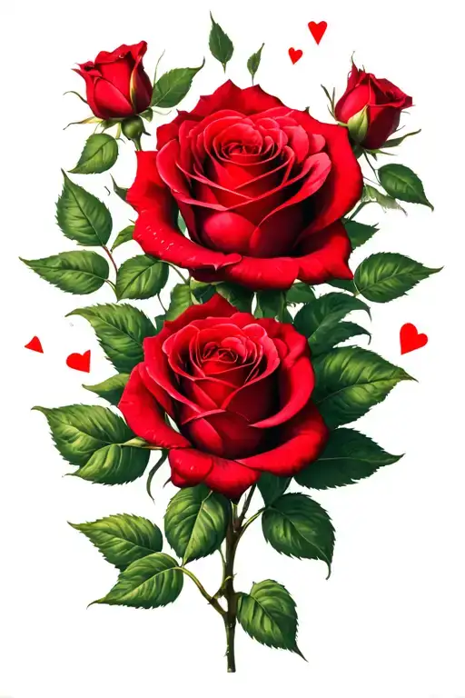 Realistic Phonic With Two Red Roses One On Each Side