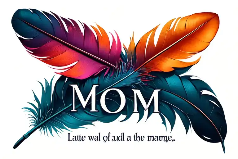Late Mom Name With Feather And A Text
