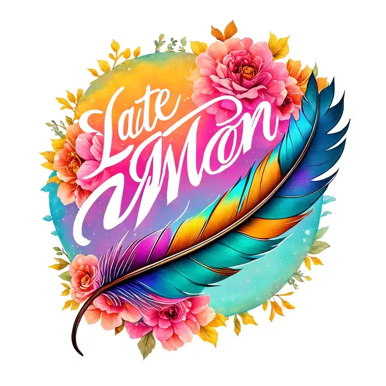 Late Mom Name With Feather And A Text