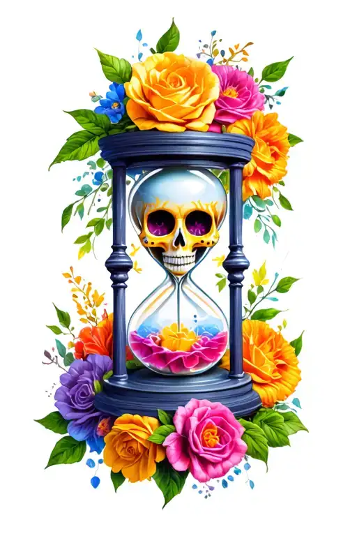 Hour Glass & Sugar Skull Surrounded