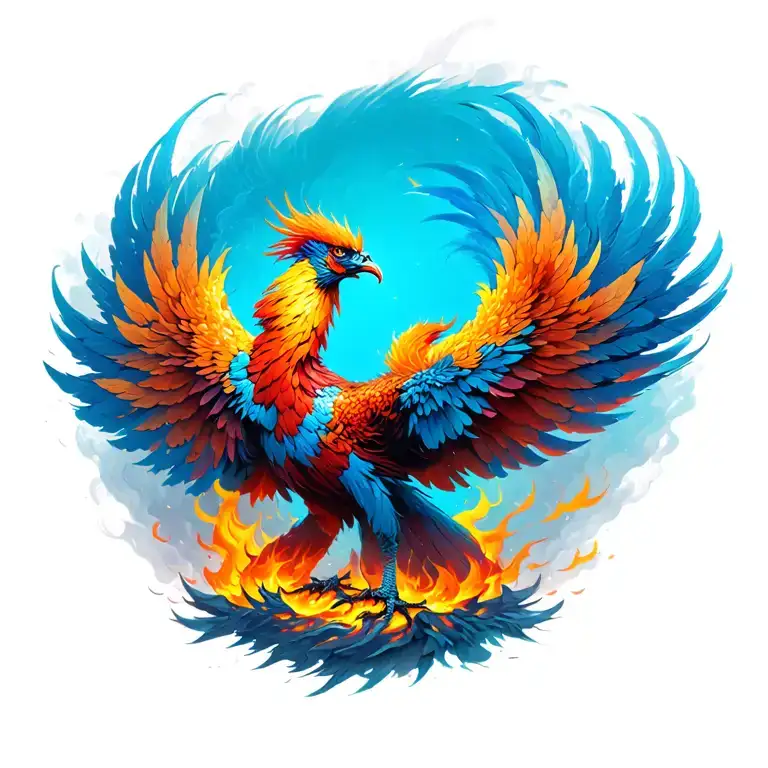 Asian Phoenix Rising From Ashes Symbolizing Overcoming