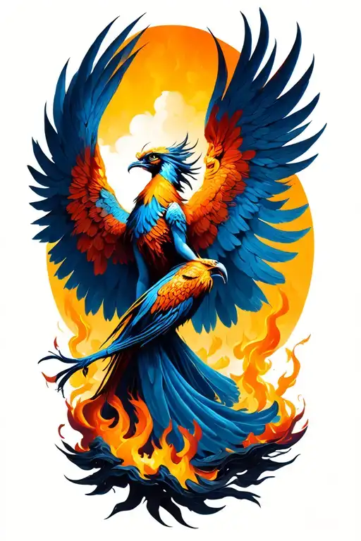 Asian Female Phoenix Rising From Ashes Symbolizing Overcoming