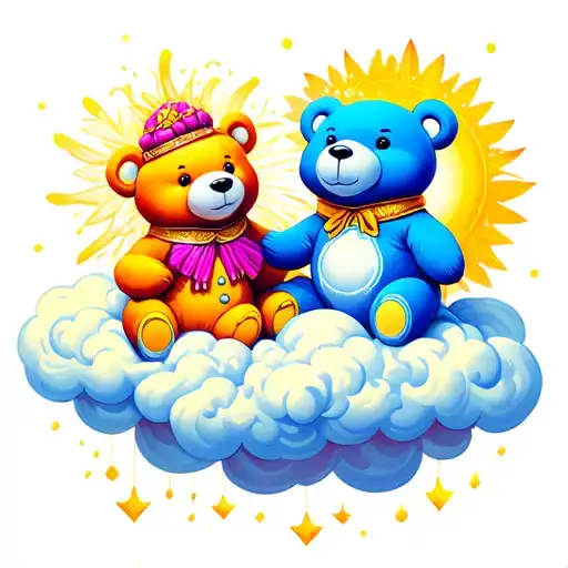Funshine Bear And Cheer Bear Sitting On A Cloud
