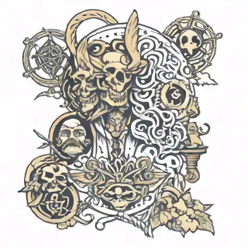 Groomer Surrounded By Pagan Symbols