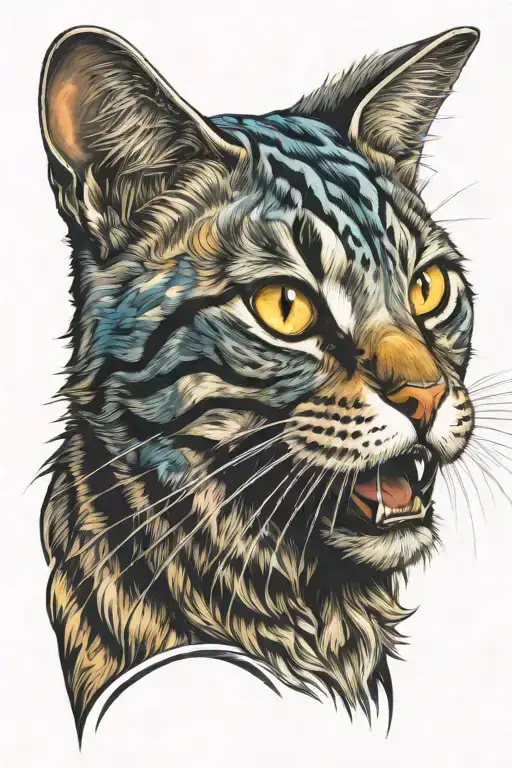 British Blue Tabby Cat Head Roaring