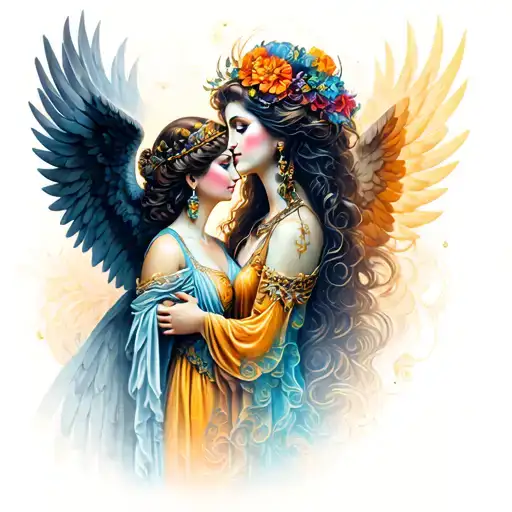 Devi And Angel Together Representing