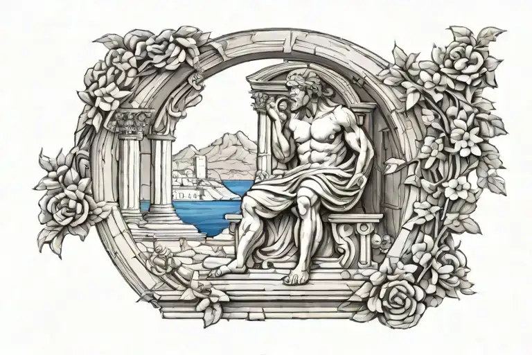 Greek Statue Arch Window