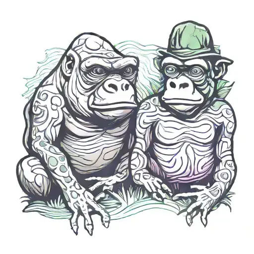 Frog And Gorilla Psychedelic Color