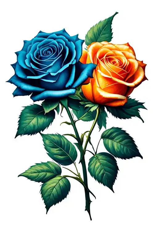 Two Roses An Orange And A Rose