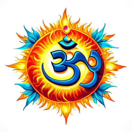Bright Fiery Sun Shining Surrounded Om Suryay Namaha