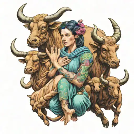 Taurus Mother Holding 2 Capricorn And 3 Cancer Sign Children