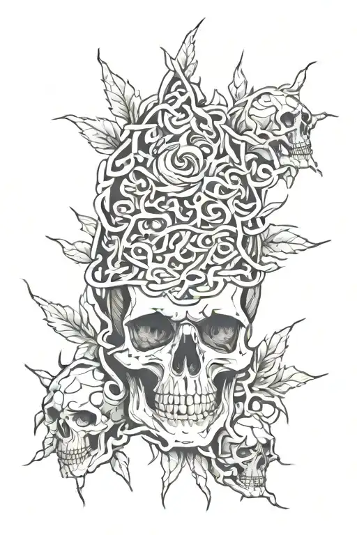Skull Fire Thorns Intertwined