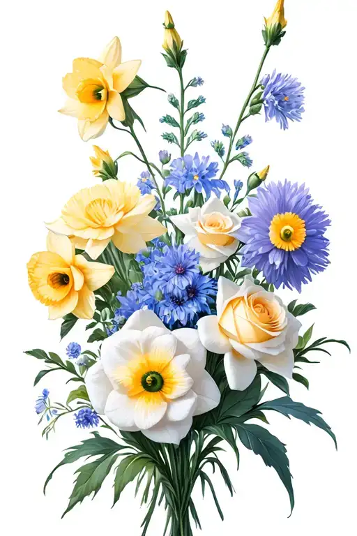 Daffodil Chrysanthemum Rose Aster Delphinium Bouquet