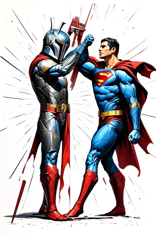 Superman Vs Mandalorian Fighting