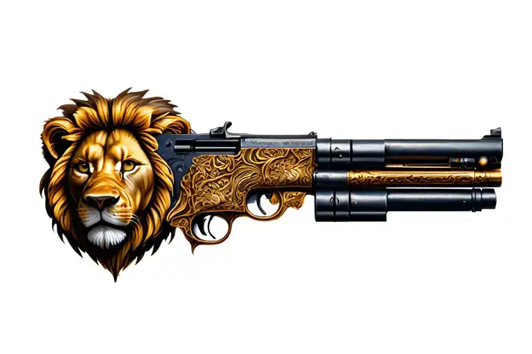 Lion Face Made Of Only Guns