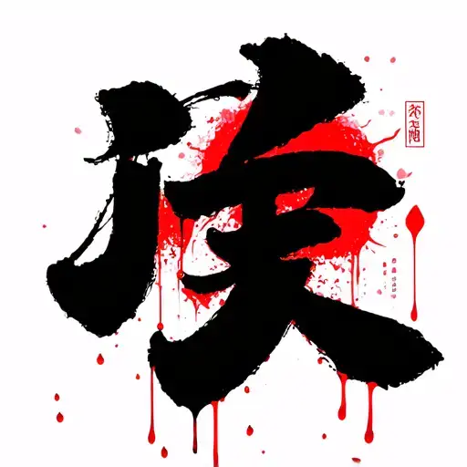 Self -Love In Japanese Letters Spilling Blood