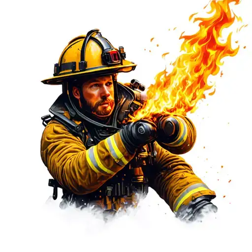 Firefighter Battling Flames