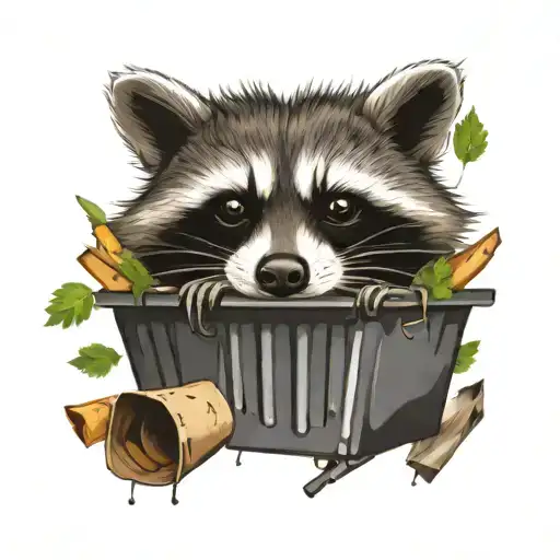 Raccoon In Trash