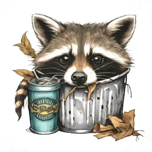 Raccoon In Trash