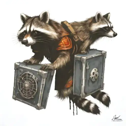 Raccoon Warrior Battling