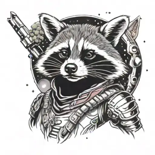 Raccoon Warrior In Space
