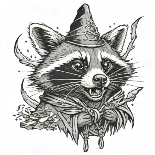 Raccoon Wizard Casting A Spell