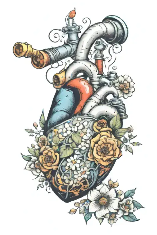 Anatomical Heart Shaped Gas Can Pouring Gas On Flowers