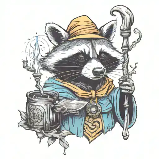 Raccoon Wizard Casting A Spell
