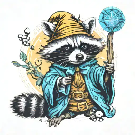 Raccoon Wizard Casting A Spell