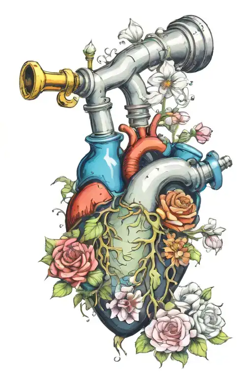 Anatomical Heart Shaped Gas Can Pouring Gas On Flowers