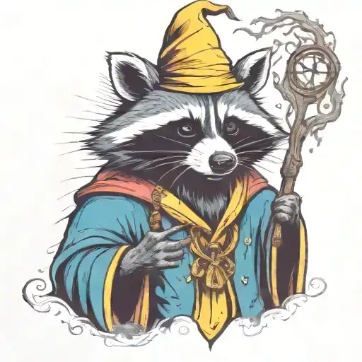 Raccoon Wizard Casting A Spell