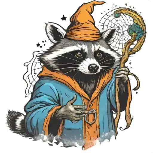 Raccoon Wizard Casting A Spell