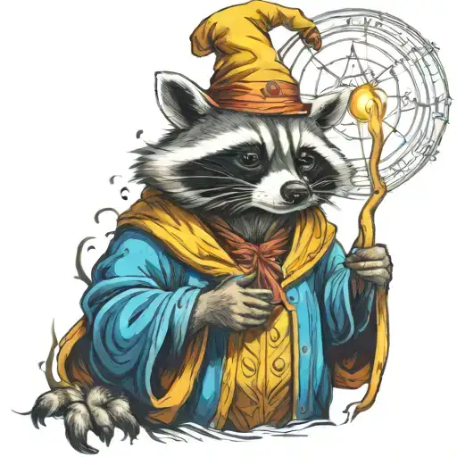 Raccoon Wizard Casting A Spell