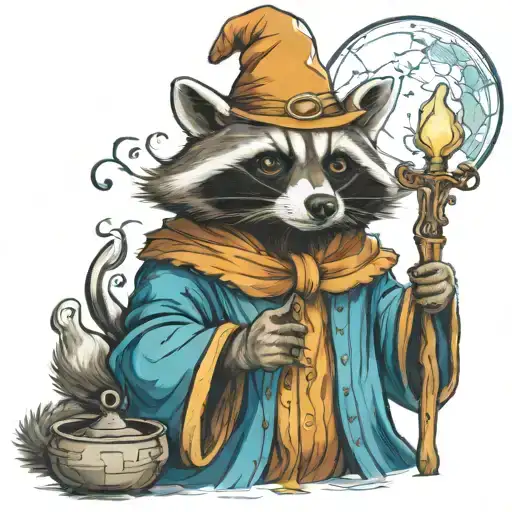 Raccoon Wizard Casting A Spell