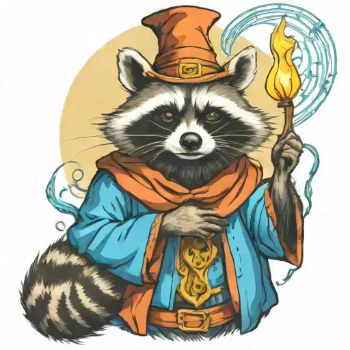 Trippy Raccoon Wizard Casting A Spell