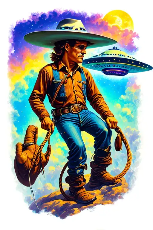 Cowboy Roping Ufo Abducting
