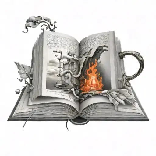 Black And Gray Surrealistic Book Open