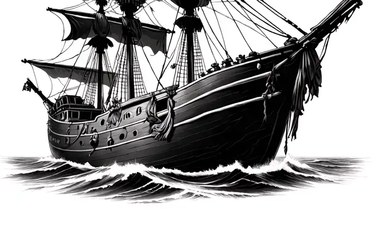 Luffy By Black And White Pirate Boat