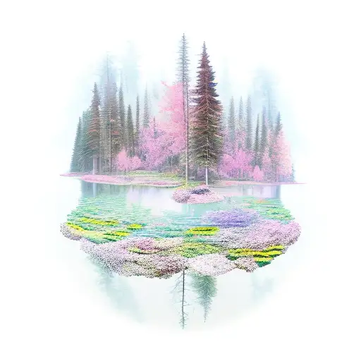 Forest Reflecting On Water