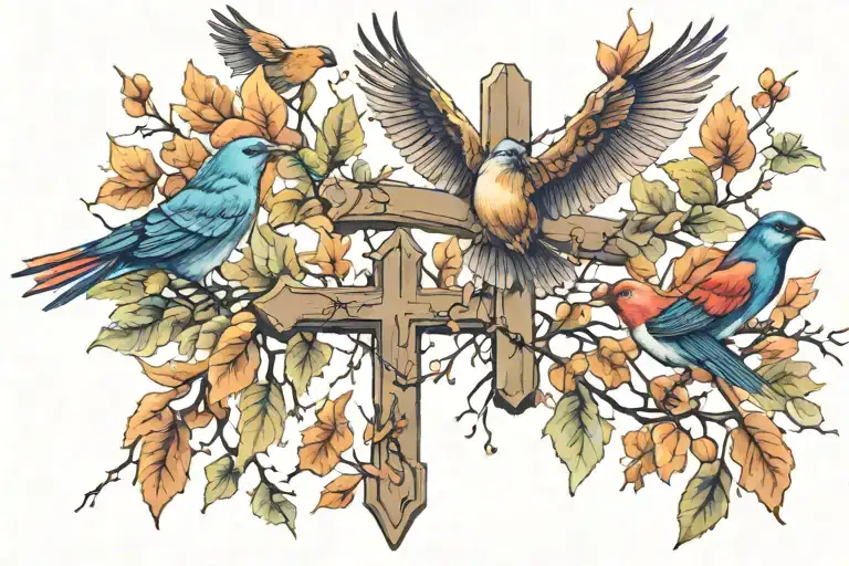 Cross With Birds