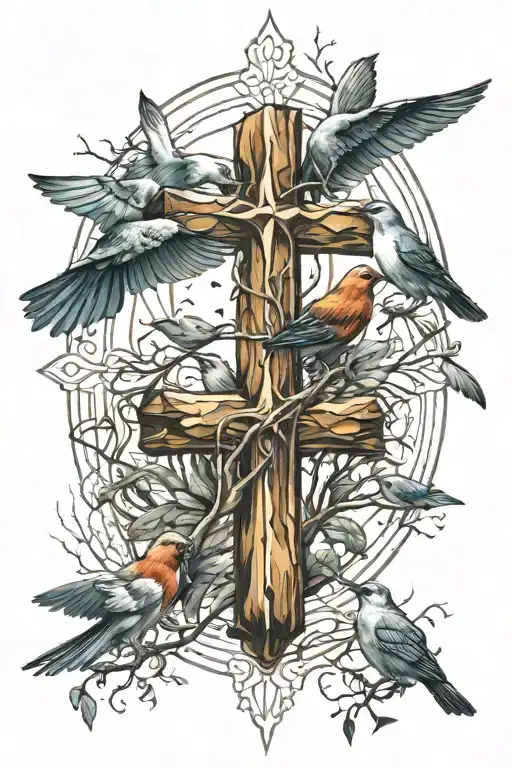 Cross With Birds