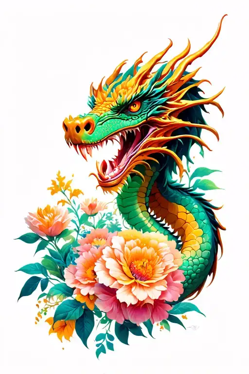 Dragon And Flowers