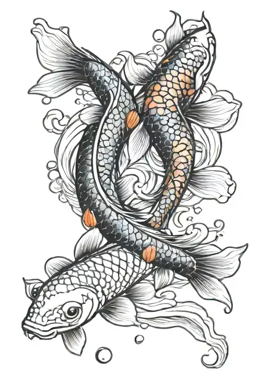 Sibling Koi Fish Swimming Gracefully