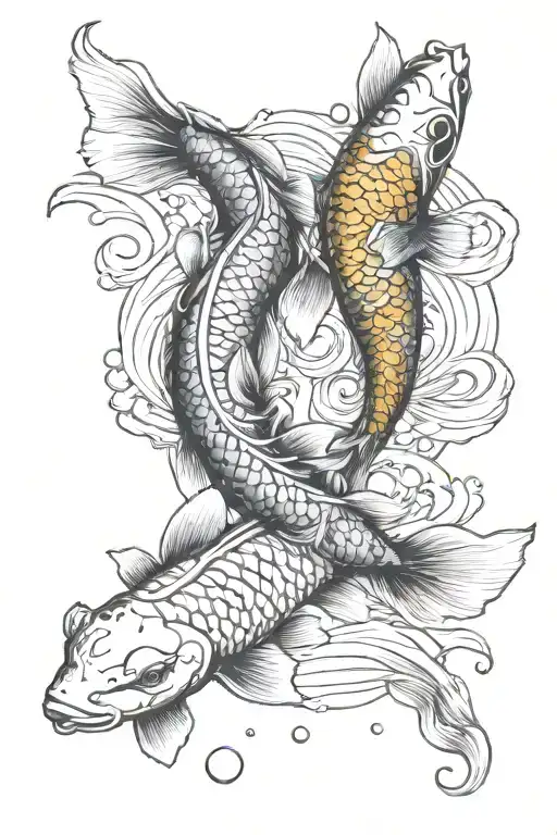 Sibling Koi Fish Swimming Gracefully